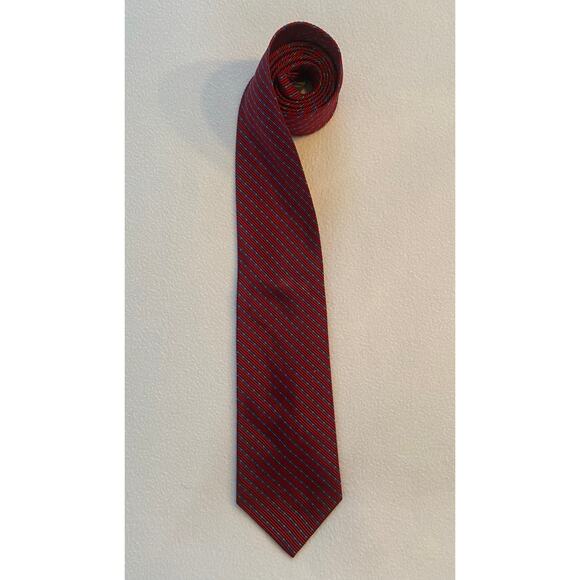 Hickey Freeman Men's Red Geometric Silk Necktie 60 x 3.75 in. - Picture 1 of 3